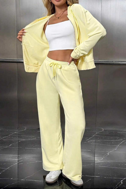 Weite Hosen des Fleece-Sets mit entspanntem Schnitt
