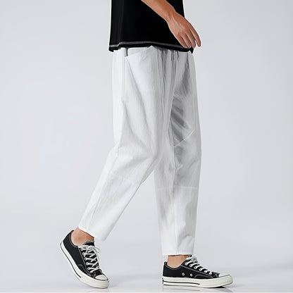 Herren Cropped Hose mit Relaxed Fit und Kordelzugbund – Atmungsaktives Design