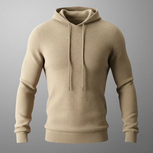 Herren Hoodie Leichtes Strickdesign Verstellbare Kapuze Gerippter Saum