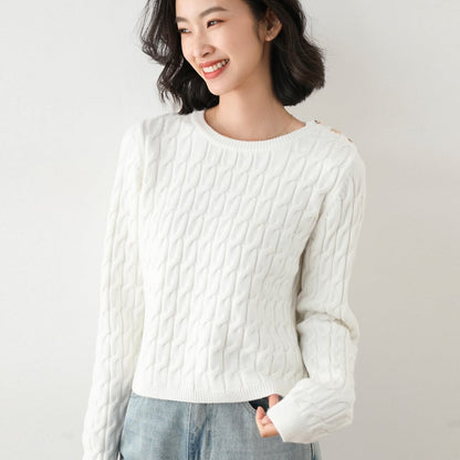 Women's Winter High-Neck Sweater Plain Long-Sleeve Sweater