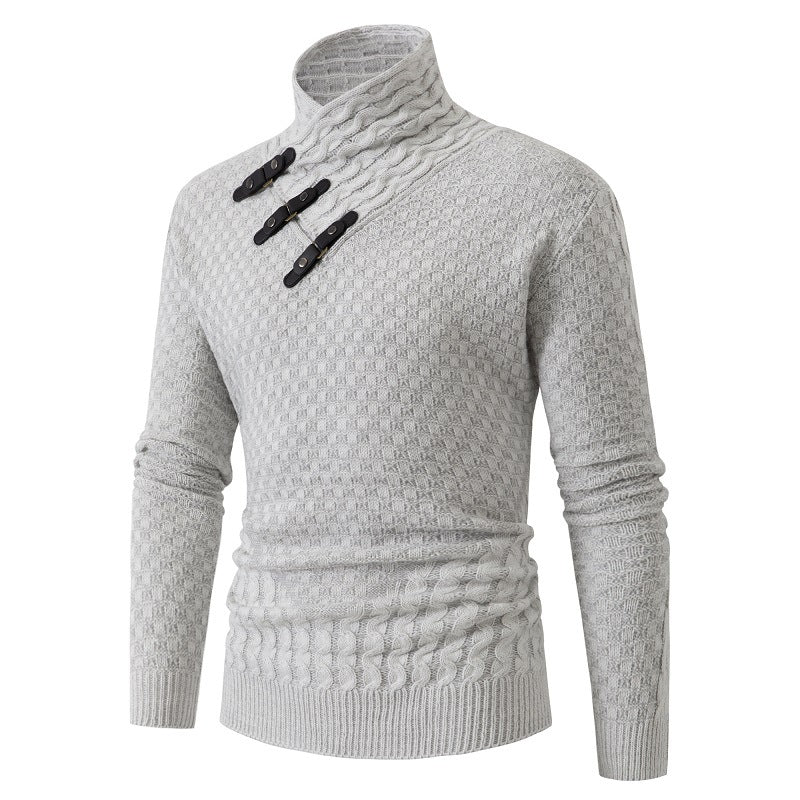 Herren Winterpullover Halber Rollkragen Langarm Gestrickt – Woll-Mischung