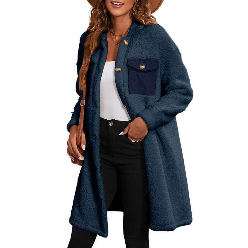 Damen Herbst-Langjacke mit Reißverschluss und Unifarbe
