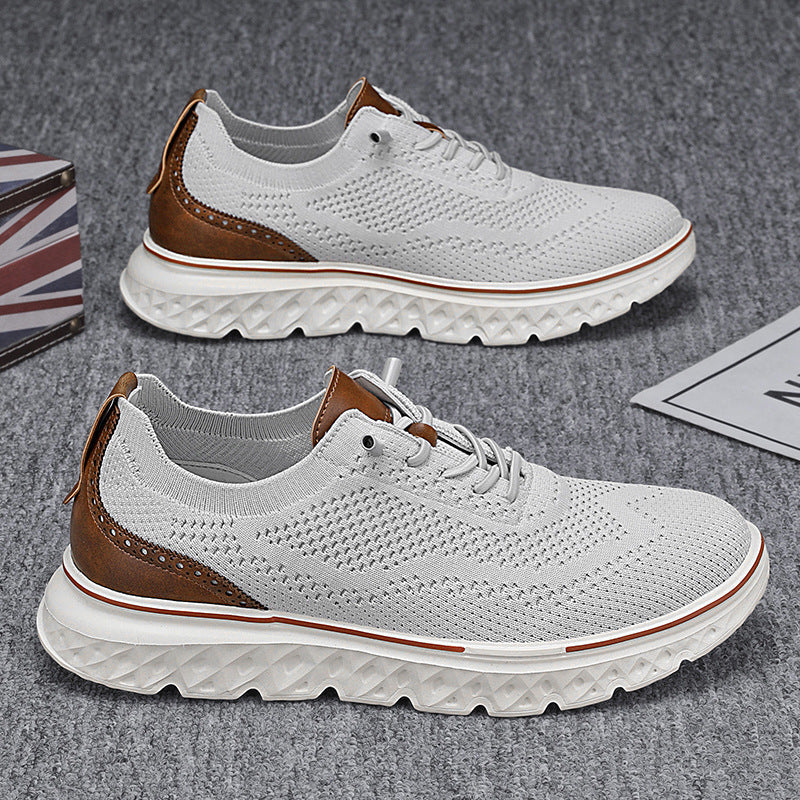 Leichte Herren-Sneaker Mit Niedrigem Schaft, Obermaterial Aus Mesh, Flache Ferse