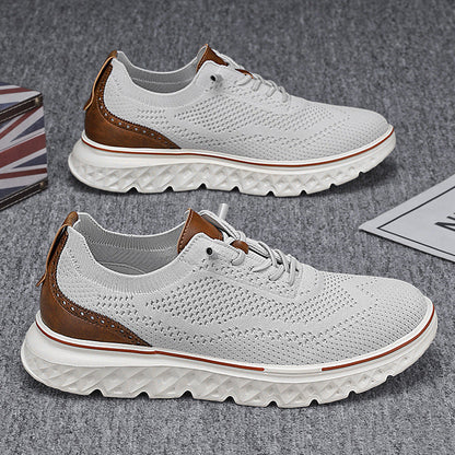 Leichte Herren-Sneaker Mit Niedrigem Schaft, Obermaterial Aus Mesh, Flache Ferse
