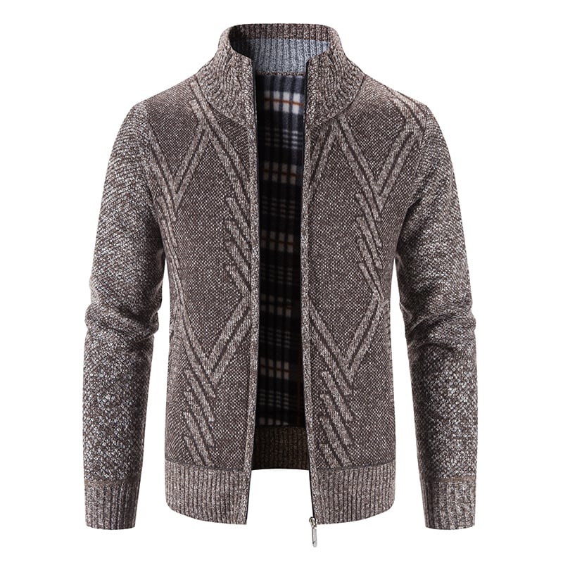 Men's Knit Cardigan Loose Fit Long Sleeve Open Design – Wool Blend