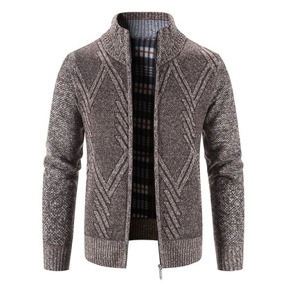 Men's Knit Cardigan Loose Fit Long Sleeve Open Design – Wool Blend