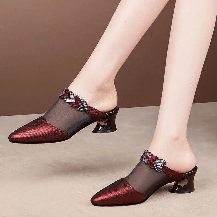 Damen-Slipper Mit Spitzer Zehenpartie Und Geschlossenem Mesh-Obermaterial