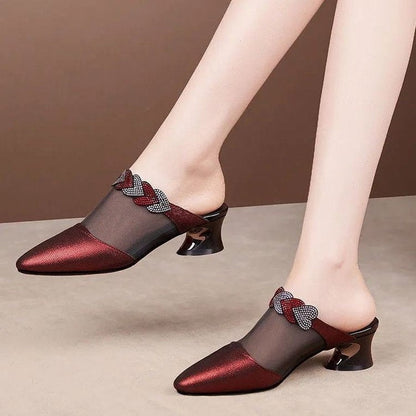 Damen-Slipper Mit Spitzer Zehenpartie Und Geschlossenem Mesh-Obermaterial