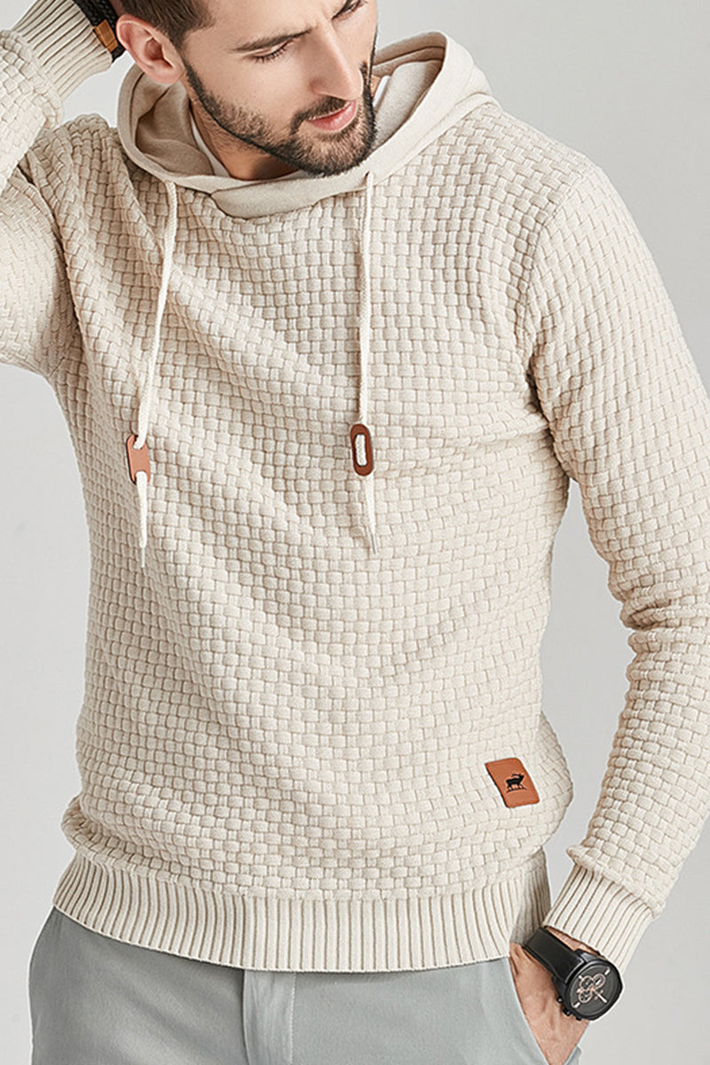 Men's Long-Sleeve Shirt with Hood and Ribbed Hem