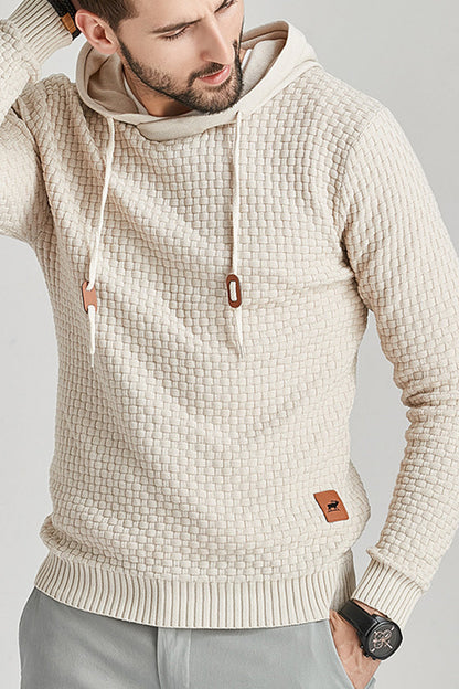 Men's Long-Sleeve Shirt with Hood and Ribbed Hem