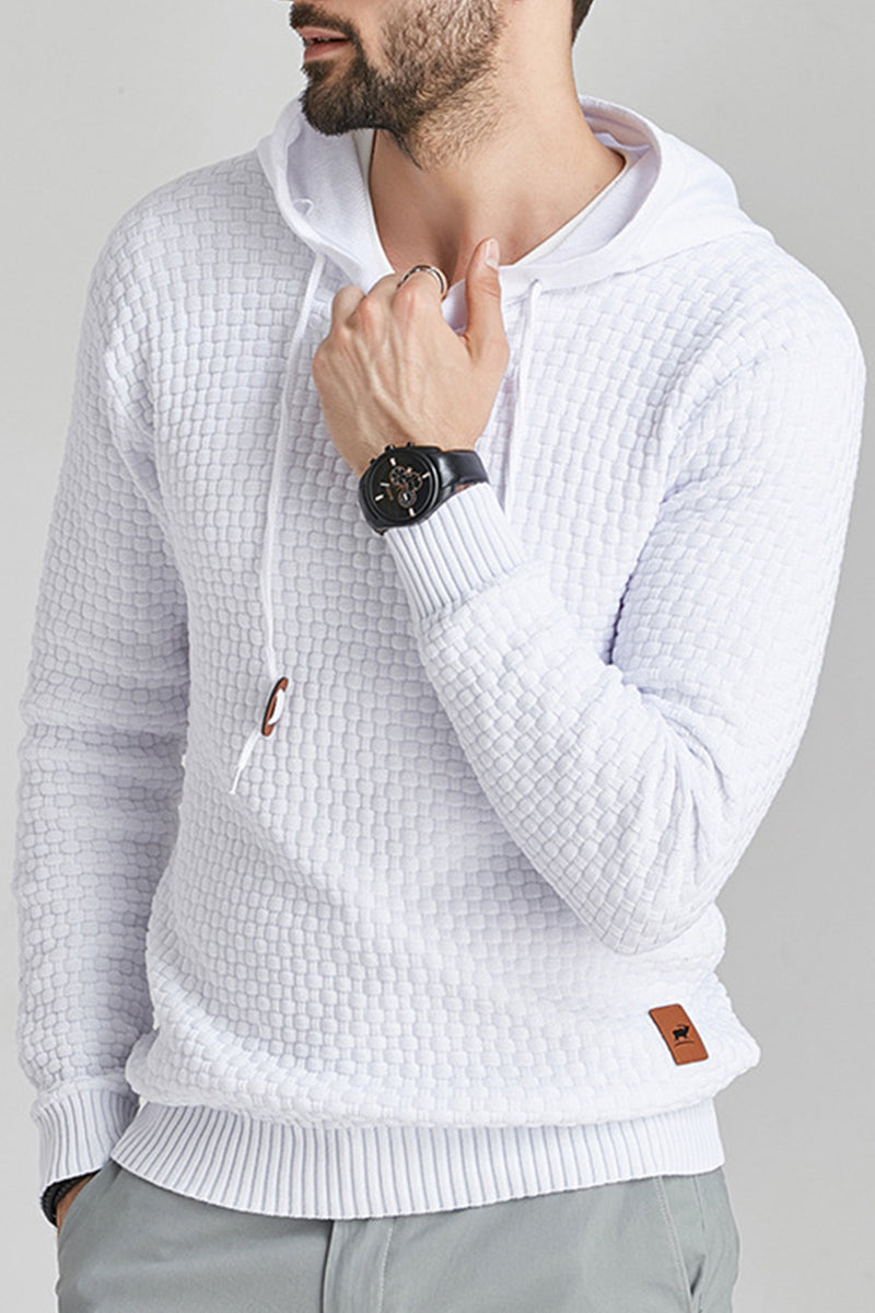 Men's Long-Sleeve Shirt with Hood and Ribbed Hem