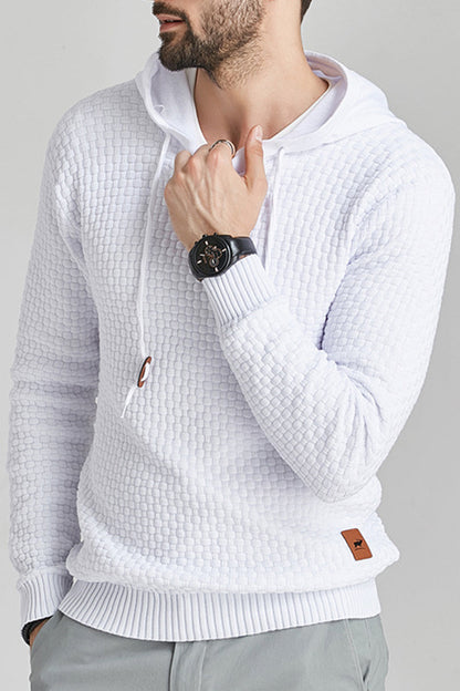 Men's Long-Sleeve Shirt with Hood and Ribbed Hem