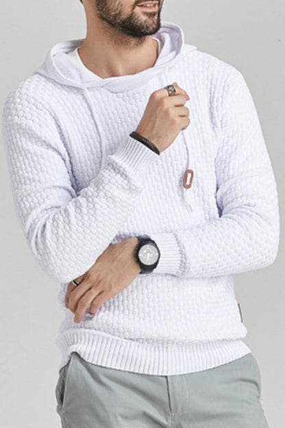Men's Long-Sleeve Shirt with Hood and Ribbed Hem