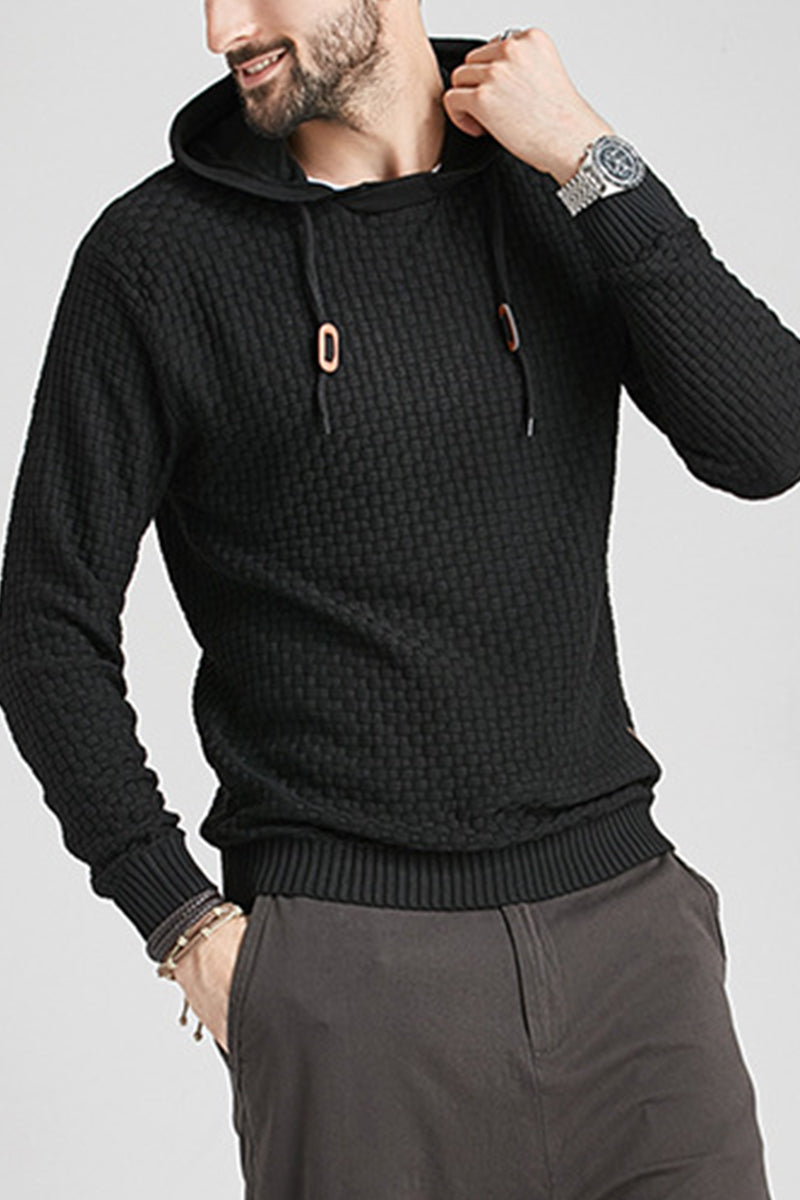 Men's Long-Sleeve Shirt with Hood and Ribbed Hem