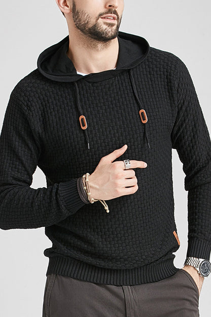 Men's Long-Sleeve Shirt with Hood and Ribbed Hem