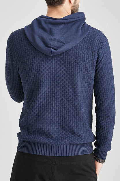Men's Long-Sleeve Shirt with Hood and Ribbed Hem