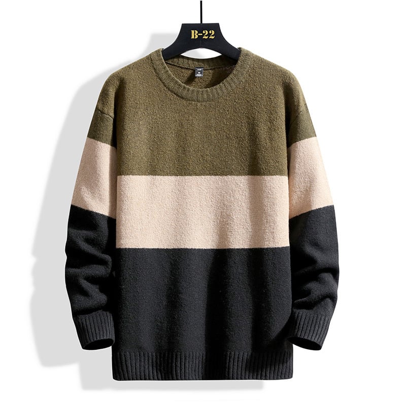Men's sweater with round neckline and ribbed hem