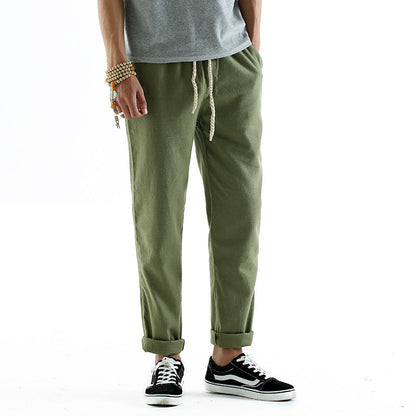 Herren-Hose Im Leinenstil, Lockere Passform, Gerader Schnitt
