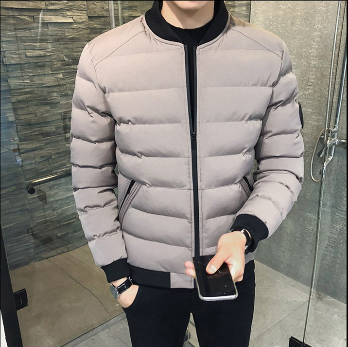 Herren Winter Stehkragen Gepolsterte Baseballjacke mit Reißverschluss vorne