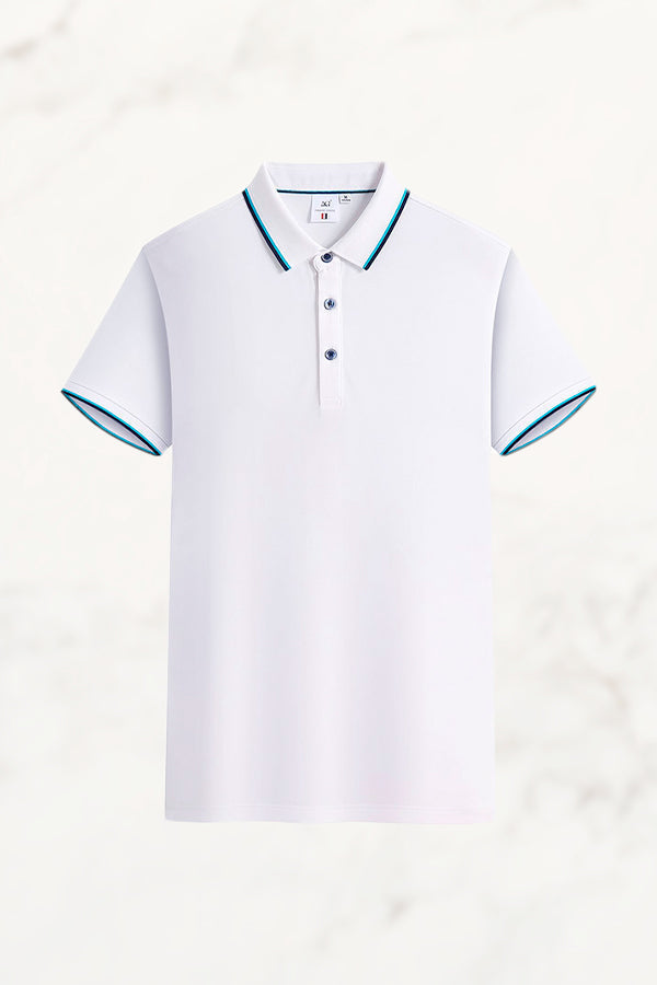 Herren-Poloshirt, Kurzarm, Jacquard-Kragen, Baumwollmischung Aus Eisseide