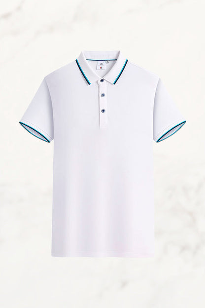 Herren-Poloshirt, Kurzarm, Jacquard-Kragen, Baumwollmischung Aus Eisseide