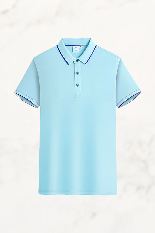 Herren-Poloshirt, Kurzarm, Jacquard-Kragen, Baumwollmischung Aus Eisseide