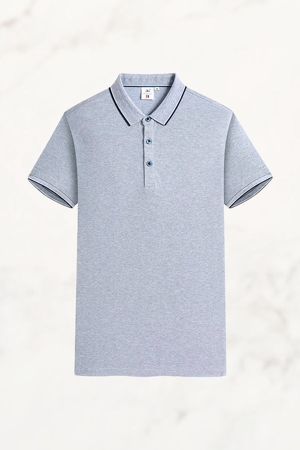 Herren-Poloshirt, Kurzarm, Jacquard-Kragen, Baumwollmischung Aus Eisseide