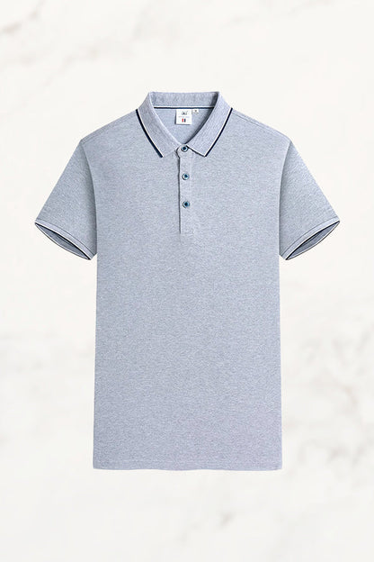 Herren-Poloshirt, Kurzarm, Jacquard-Kragen, Baumwollmischung Aus Eisseide
