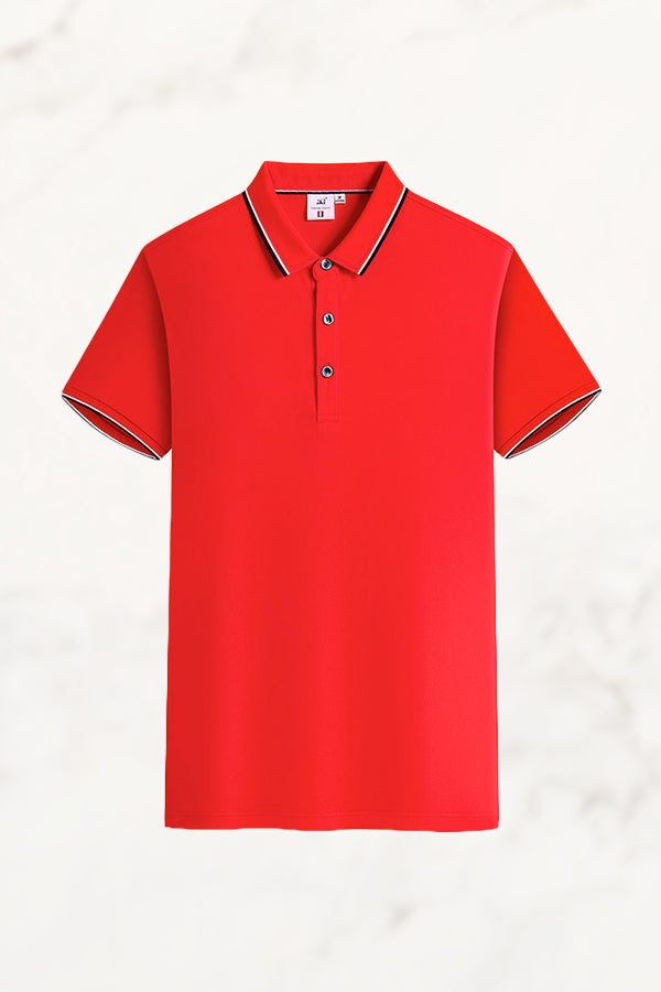 Herren-Poloshirt, Kurzarm, Jacquard-Kragen, Baumwollmischung Aus Eisseide