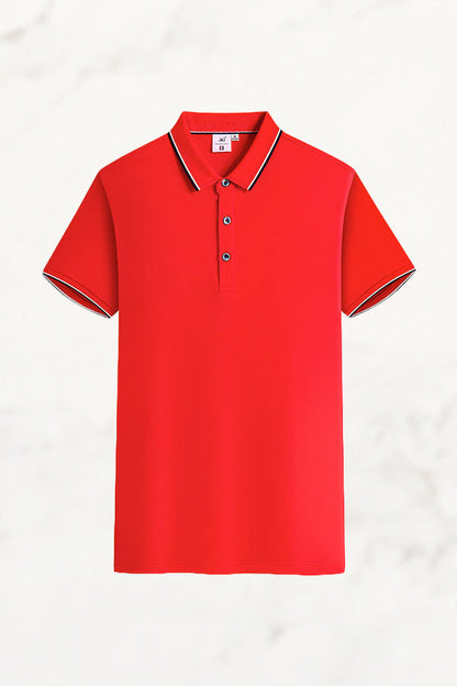 Herren-Poloshirt, Kurzarm, Jacquard-Kragen, Baumwollmischung Aus Eisseide