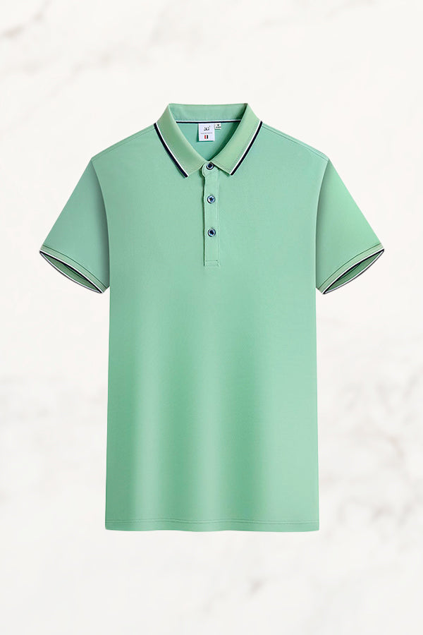 Herren-Poloshirt, Kurzarm, Jacquard-Kragen, Baumwollmischung Aus Eisseide