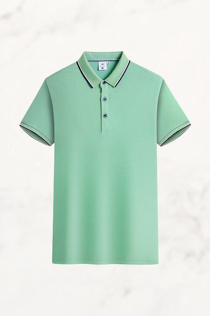 Herren-Poloshirt, Kurzarm, Jacquard-Kragen, Baumwollmischung Aus Eisseide