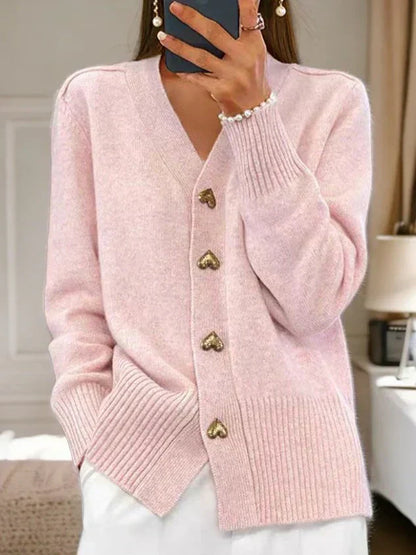 Women's Autumn Cardigan Buttons Long Sleeves Yarn Knit