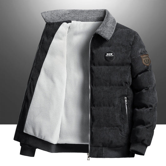 Herren Jacke mit Kapuze und Cord-Design im Revers-Stil