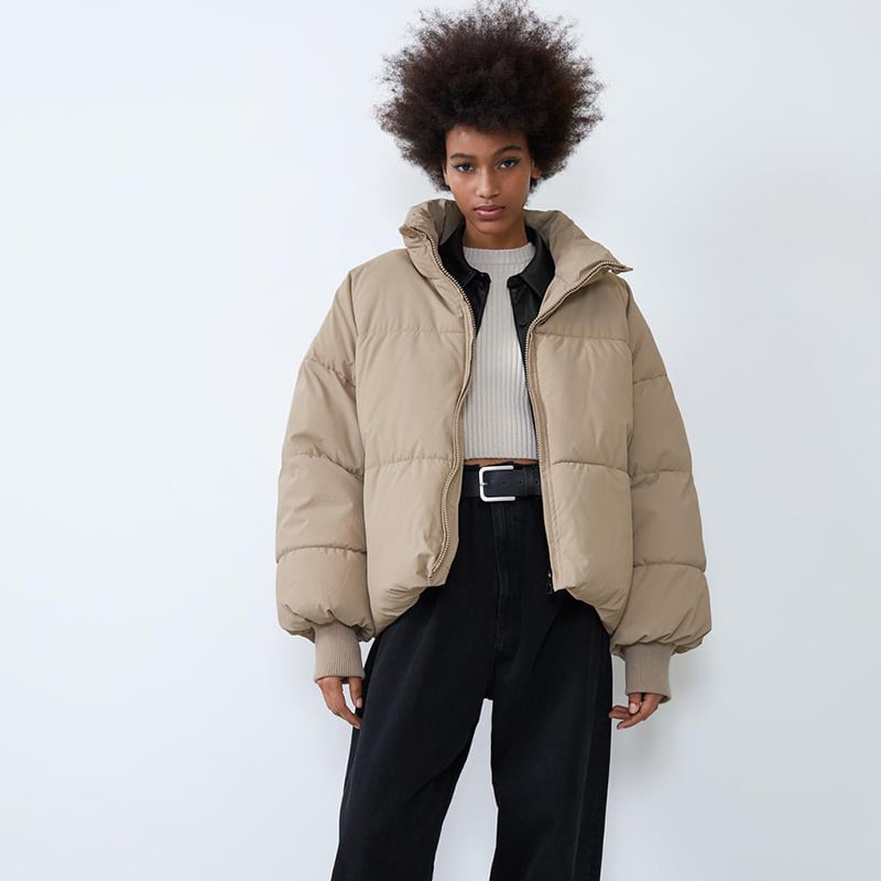 Damen Winter Steppjacke mit Stehkragen und langen Ärmeln