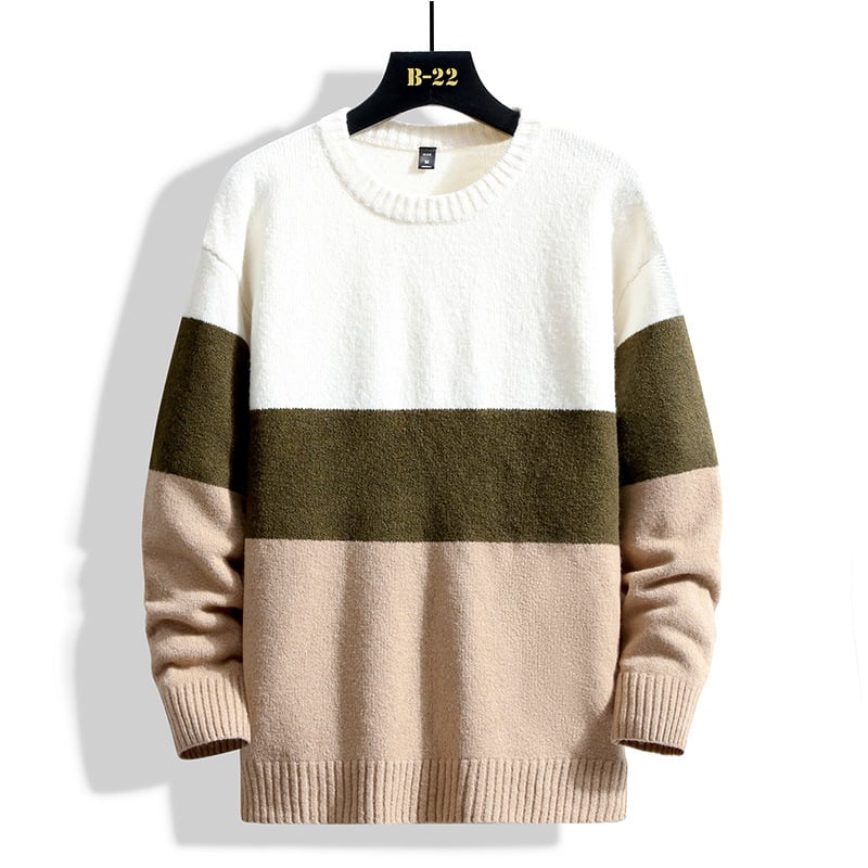 Men's sweater with round neckline and ribbed hem