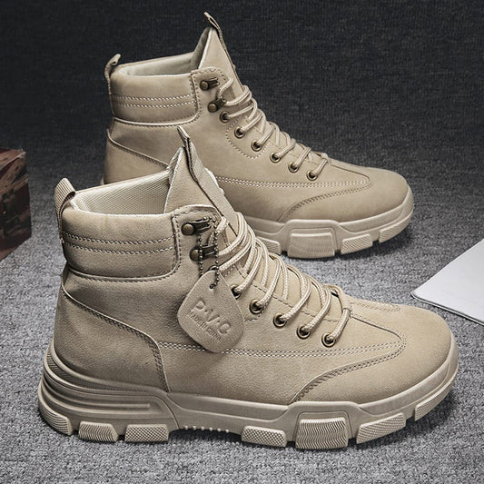Herren-Arbeitsstiefel bis zur Wade mit Schnürsenkeln und Gummisohle