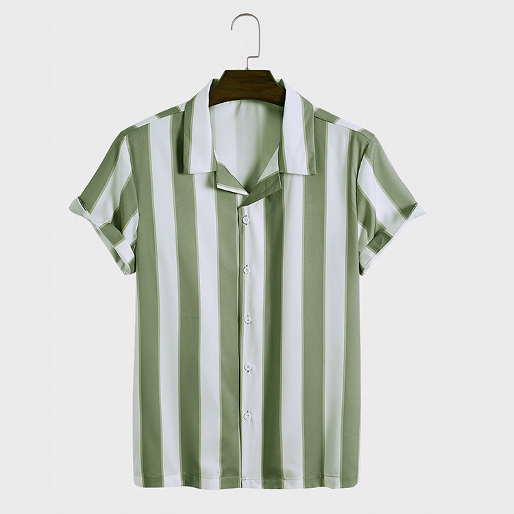 Herren Kurzarmhemd Und Shorts, Zweiteiliges Set Aus Baumwoll-Polyester-Mischgewebe, Freizeitoutfit, In Grün Und Blau Erhältlich