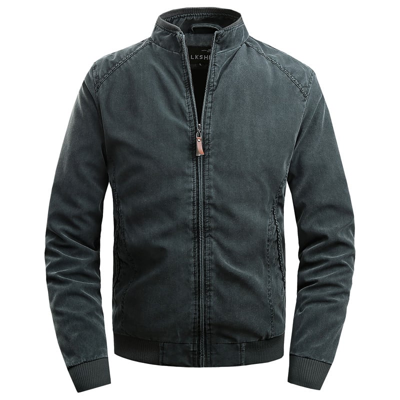 Men's winter coat with stand-up collar and zipper