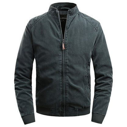Men's winter coat with stand-up collar and zipper