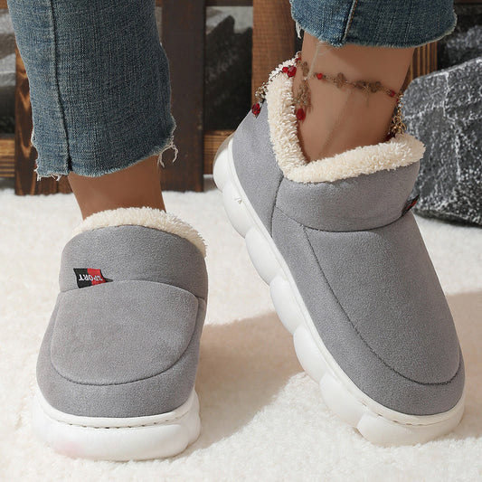 Damen- und Herren Winter-Hausschuhe Mit Plüschfutter, Dicker Gummisohle Und Velours-Innenfutter