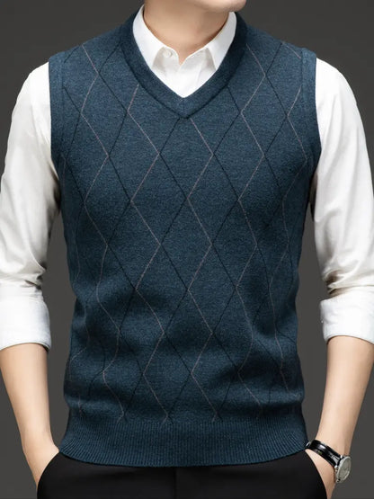 Herren Strick-Bodywarmer mit V-Ausschnitt, Slim Fit