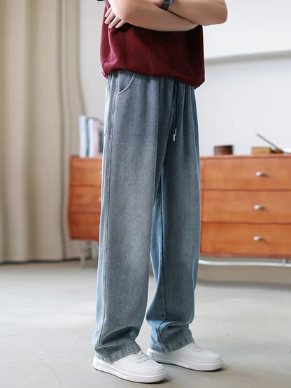 Herren Frühjahrsjeans im Denim-Stil mit lockerem Schnitt – Gerades Bein, gewaschene Optik