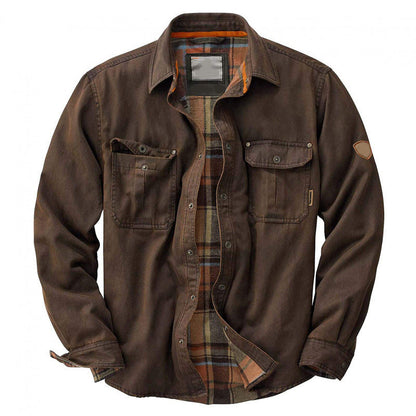 Men's Mid-Length Spring Jacket Long Sleeve Stand Collar Patch Pockets – Cotton Blend