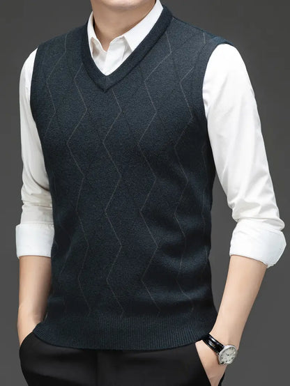 Herren Strick-Bodywarmer mit V-Ausschnitt, Slim Fit