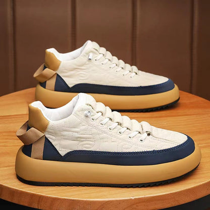 Herren-Sneaker zum Schnüren mit künstlichem PU-Obermaterial und dicker Gummisohle
