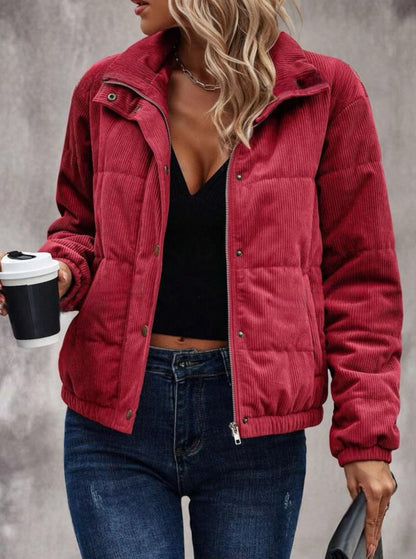 Women's jacket with long sleeves and turtleneck – cotton blend style