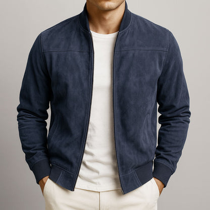 Men's Suede Jacket Slim Fit Minimalist Bomber