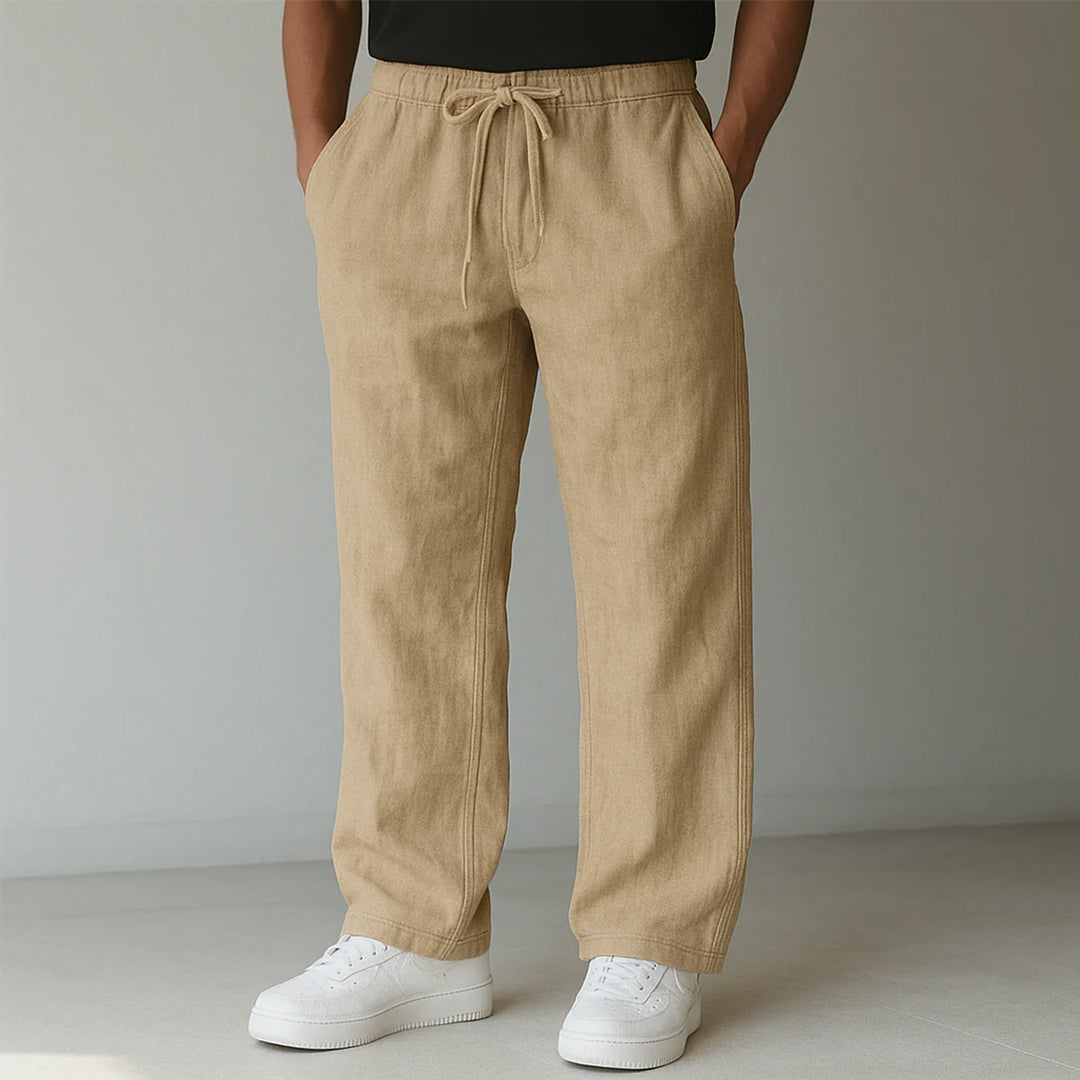 Herren Gerade Geschnittene Hose Mit Elastischem Bund Und Seitentaschen