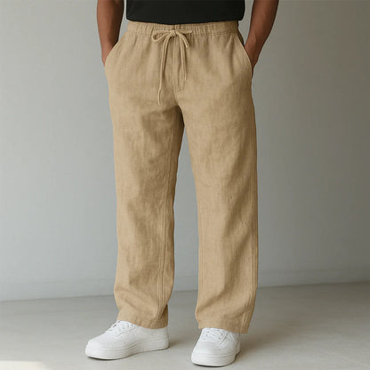 Herren Gerade Geschnittene Hose Mit Elastischem Bund Und Seitentaschen